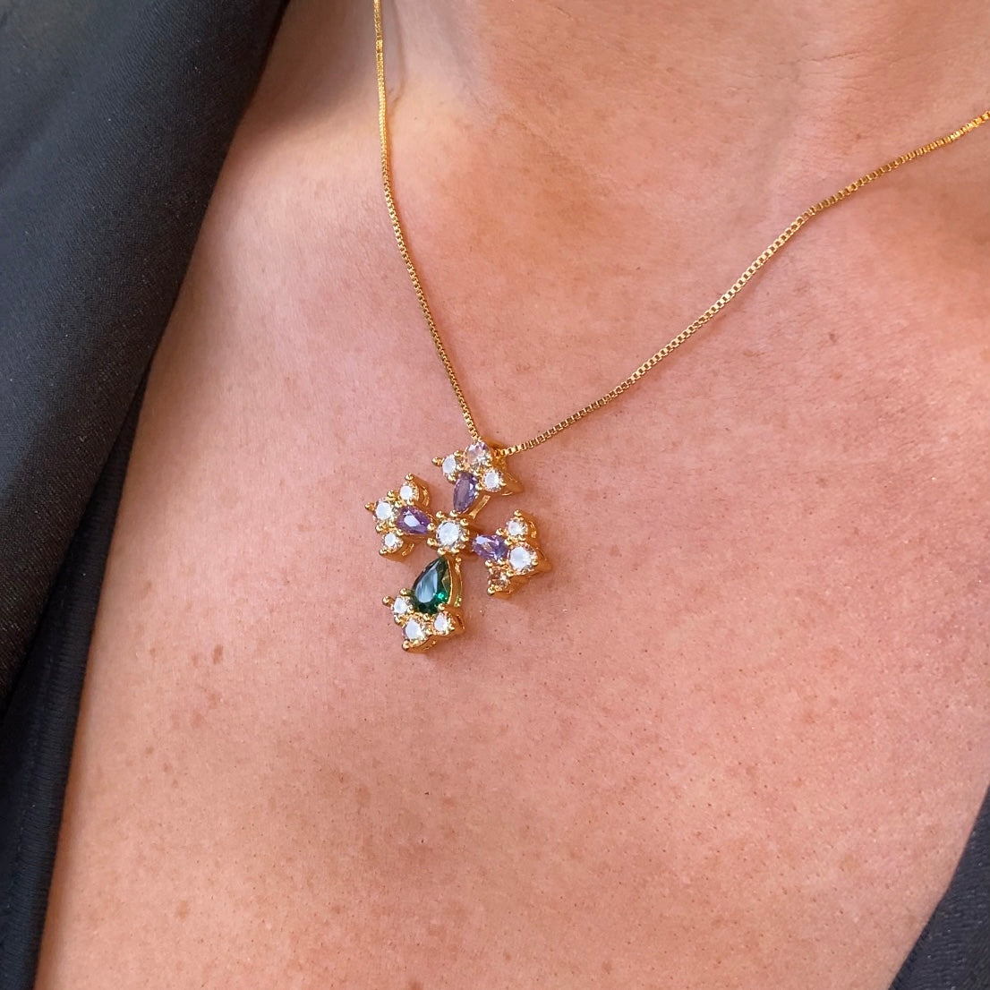 REBECCA Judith - Coloured Cross Necklace - John Ross Jewellers