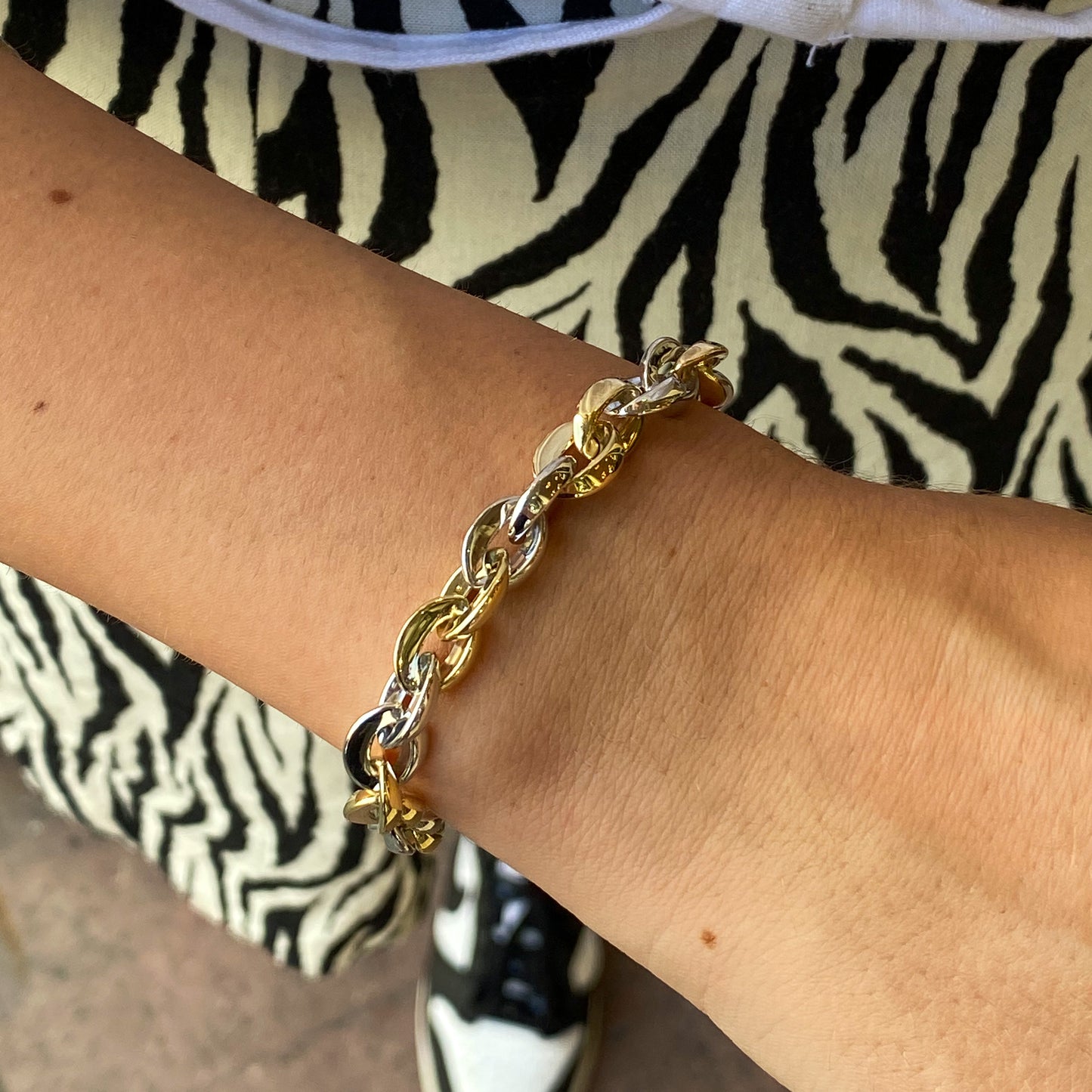 9ct Gold Two Tone Chunky Bracelet - John Ross Jewellers