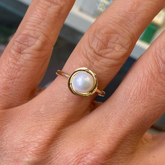 9ct Gold Pearl Swirl Ring