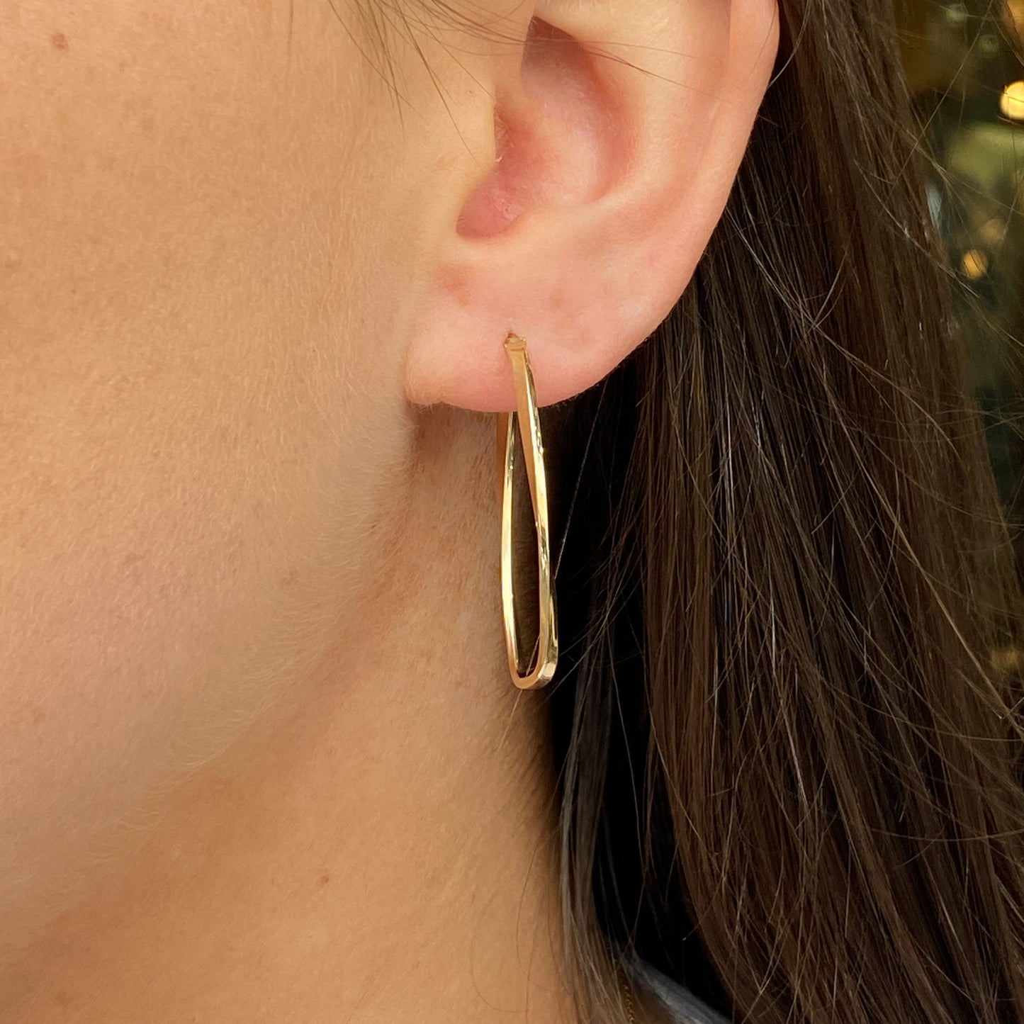 9ct Gold Cool Tonneau Creole Hoop Earrings - John Ross Jewellers