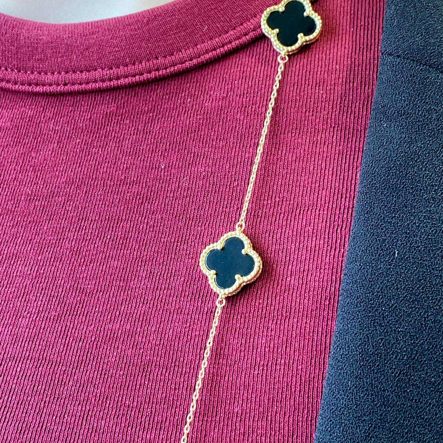 Sunshine Quatrefoil Long Necklace | Onyx - John Ross Jewellers