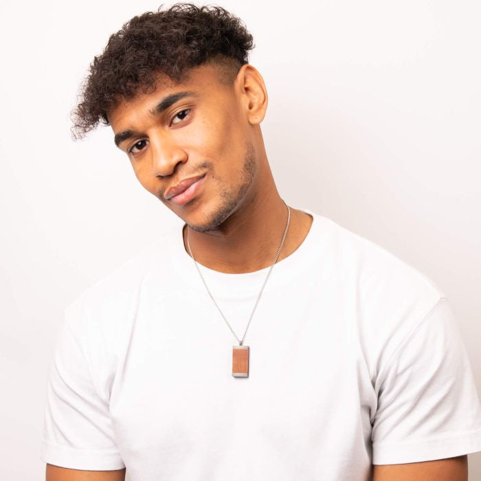 Fred Bennett Steel & Wood Dog Tag Necklace - John Ross Jewellers