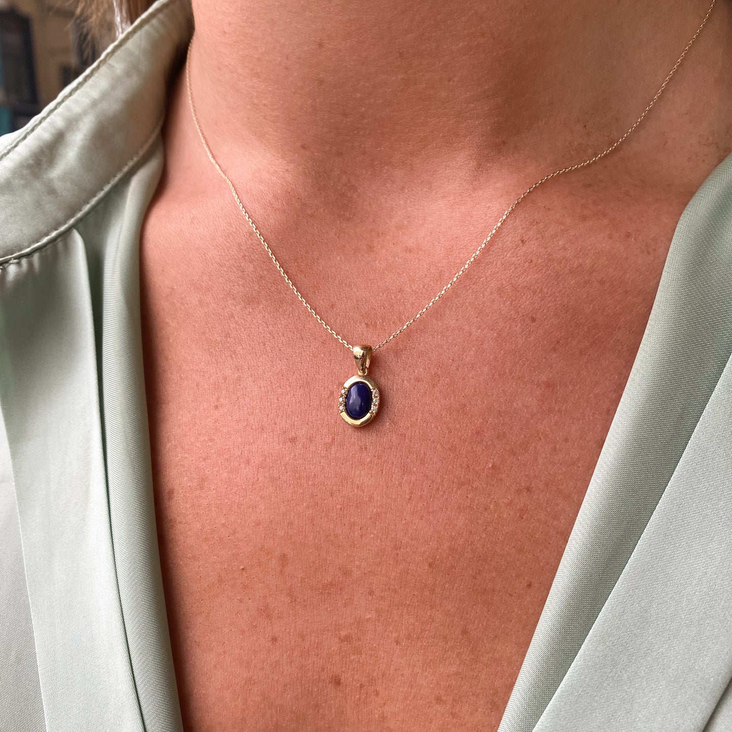 9ct Gold Sapphire Blue CZ Necklace - John Ross Jewellers