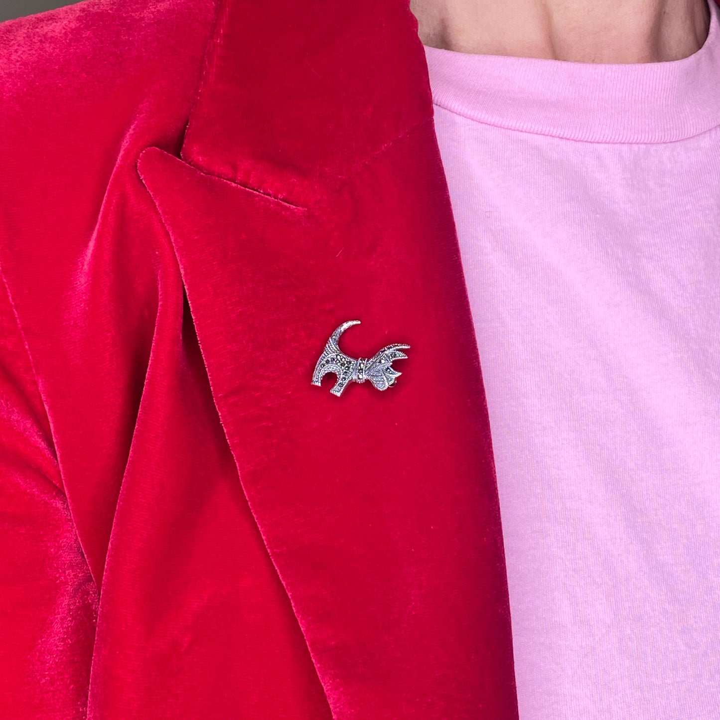 Silver Marcasite Little Dog Brooch - John Ross Jewellers