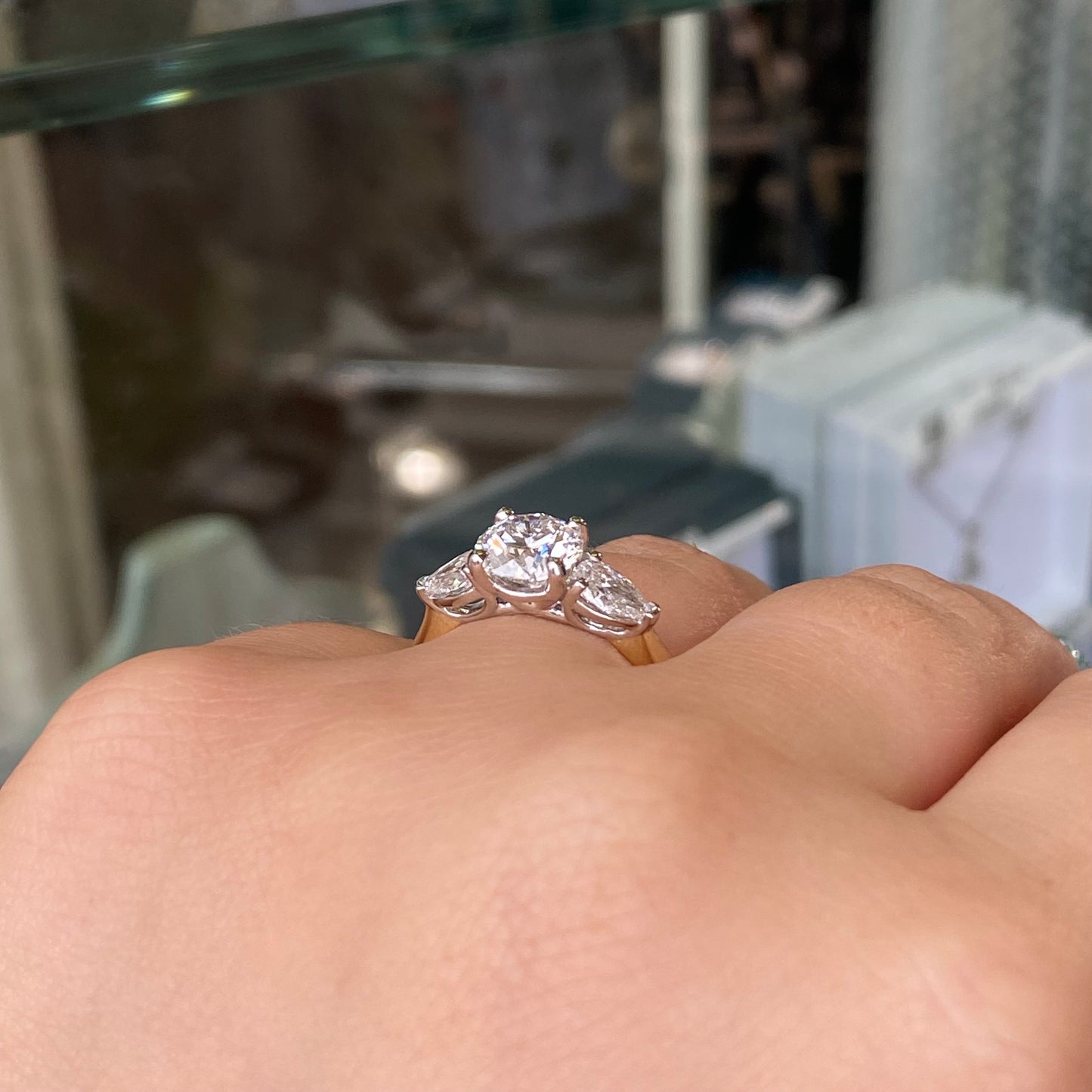 18ct Gold Trilogy Engagement Ring | Certificated Lab 2.23ct