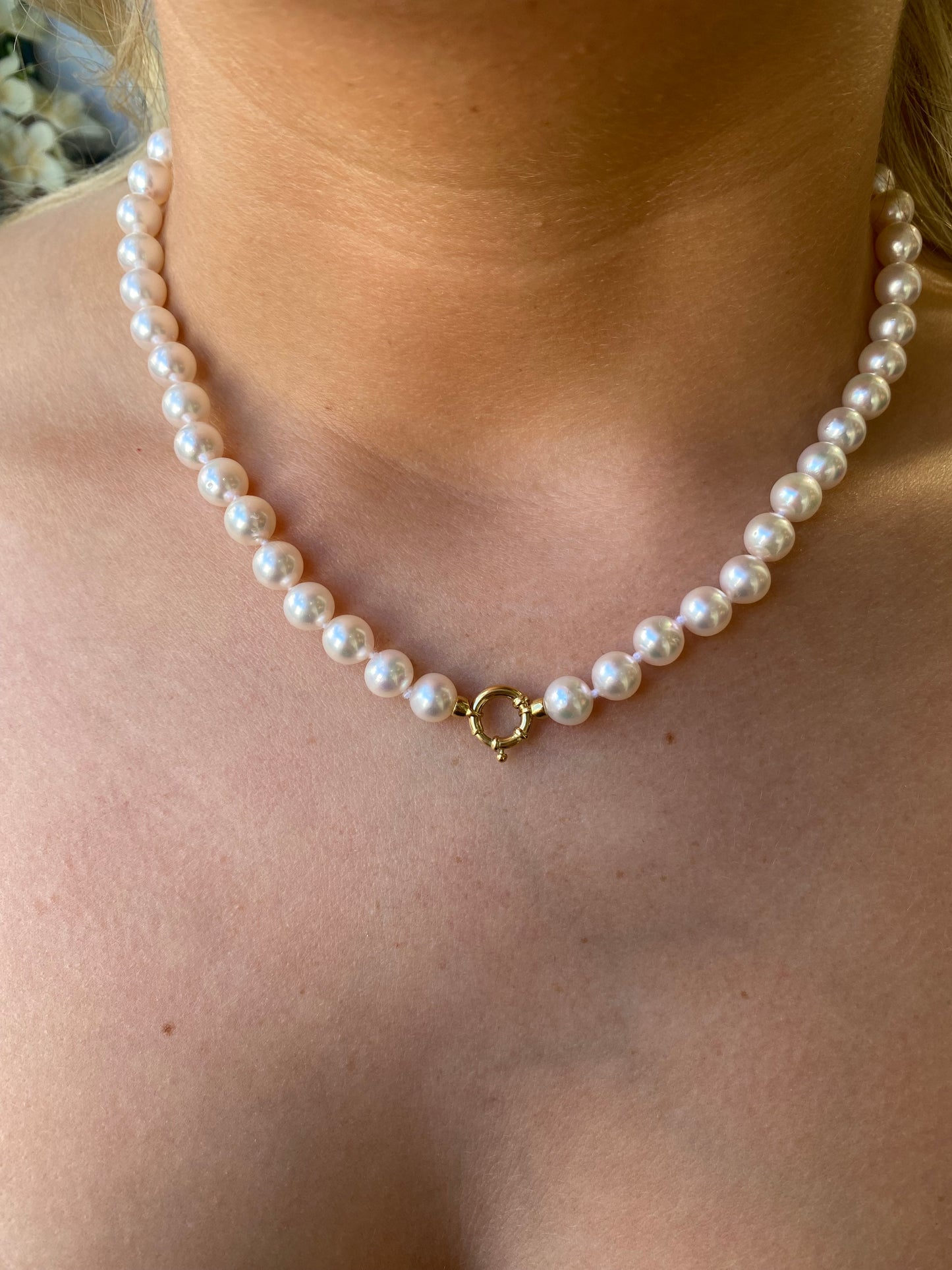 18ct Gold Akoya Pearl Necklace | 7.5-8mm