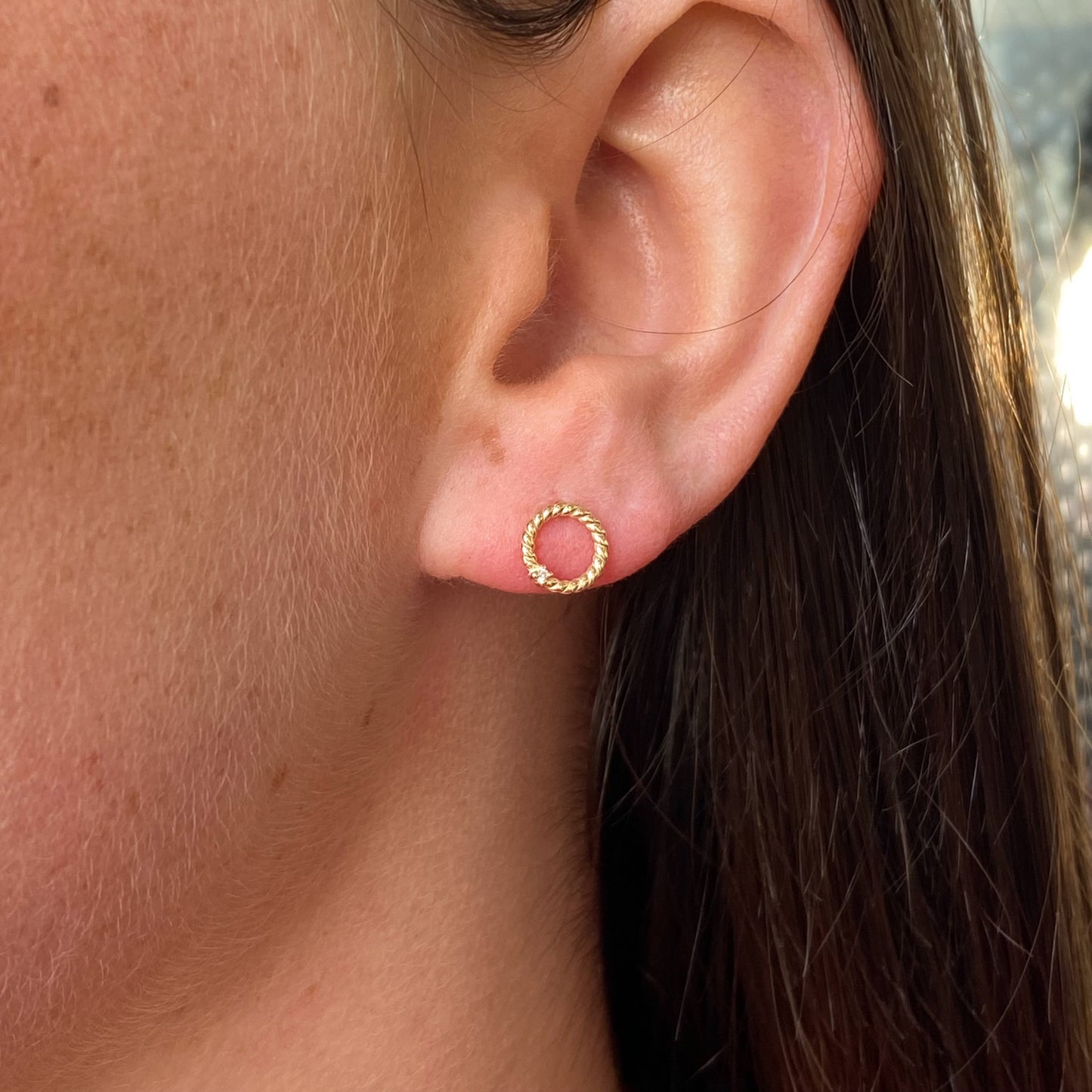 9ct Gold Diamond Set Braided Stud Earrings - John Ross Jewellers