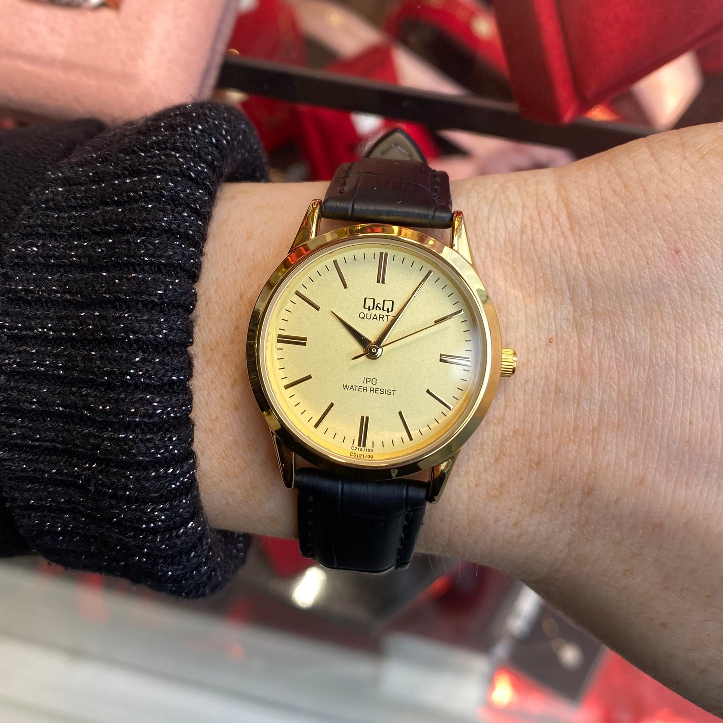 Q&Q Ladies Gold Leather Watch