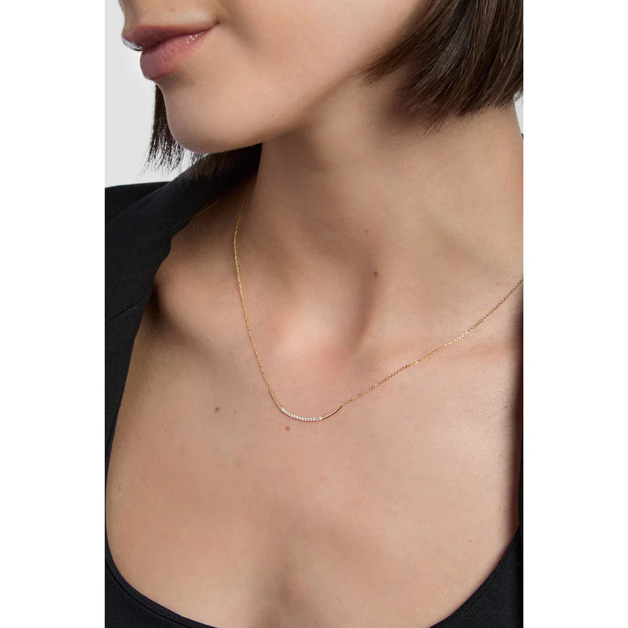 9ct Gold Super Skinny CZ Bar Necklace - John Ross Jewellers