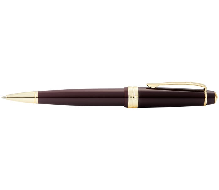 Cross Bailey Light Polished Burgundy Resin & Gold Tone Ballpoint Pen - John Ross Jewellers
