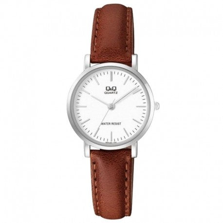 Q&Q Ladies Silver Leather Watch - John Ross Jewellers