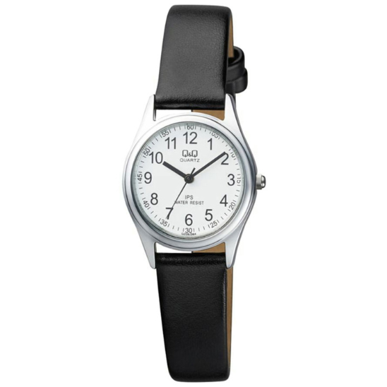 Q&Q Ladies Silver Leather Watch - John Ross Jewellers