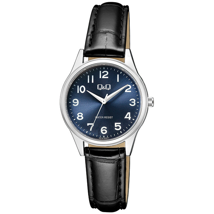 Q&Q Ladies Silver Leather Watch - John Ross Jewellers