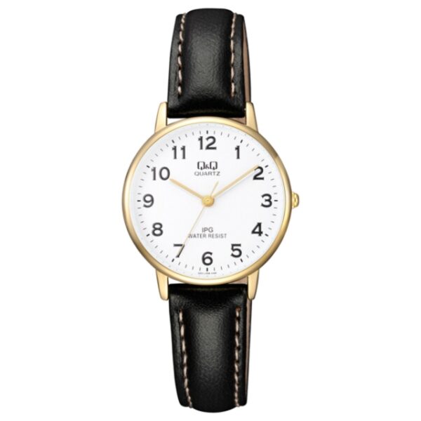 Q&Q Ladies Gold Leather Watch - John Ross Jewellers