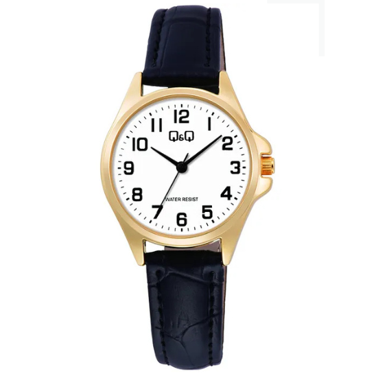 Q&Q Ladies Gold Leather Watch