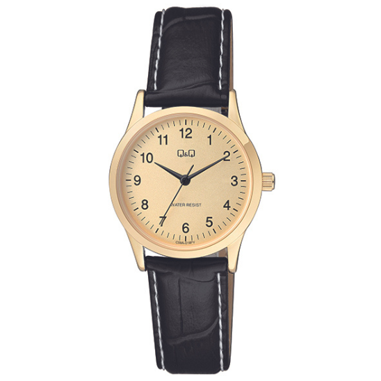 Q&Q Ladies Gold Leather Watch