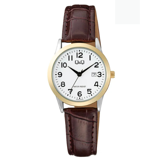 Q&Q Ladies Gold Leather Watch