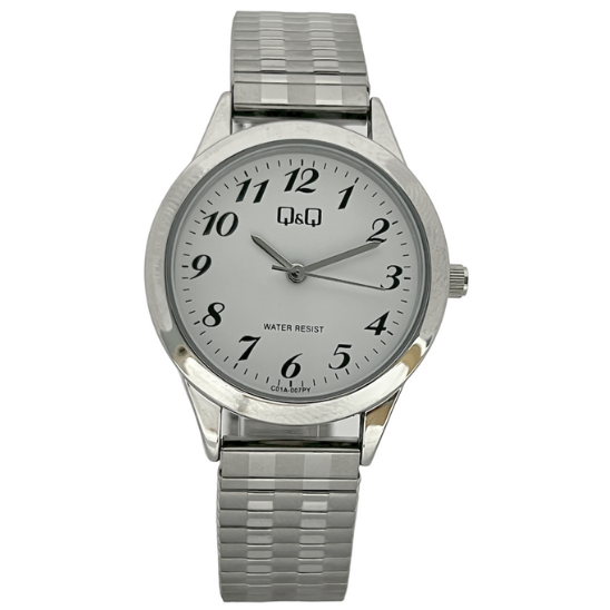 Q&Q Ladies Silver Watch with Expandable Strap - John Ross Jewellers