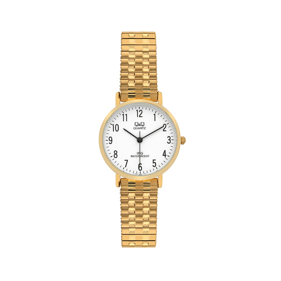 Q&Q Ladies Gold Watch with Expandable Strap - John Ross Jewellers