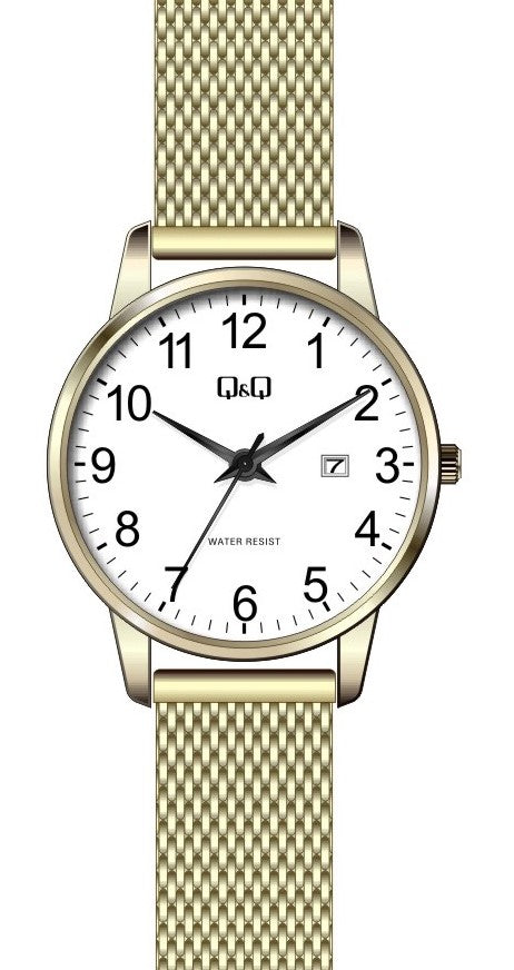 Q&Q Ladies Gold Mesh Watch - John Ross Jewellers