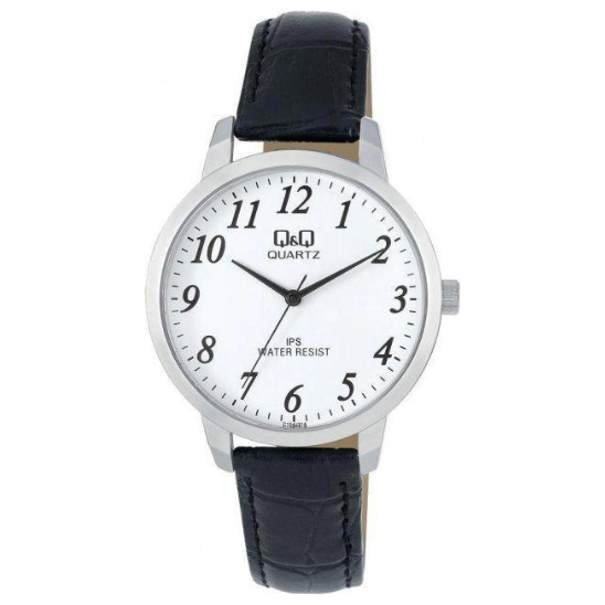 Q&Q Gents Silver Leather Watch - John Ross Jewellers
