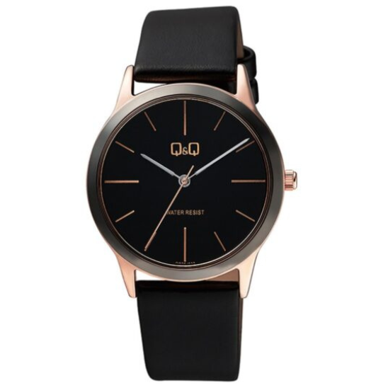 Q&Q Rose Gold Leather Watch - John Ross Jewellers