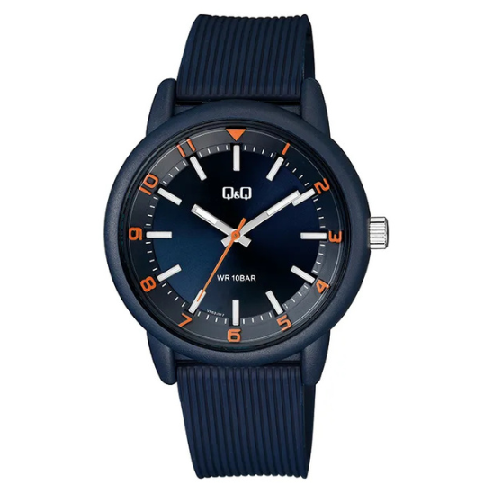 Q&Q Gents Navy Silicone Watch - John Ross Jewellers