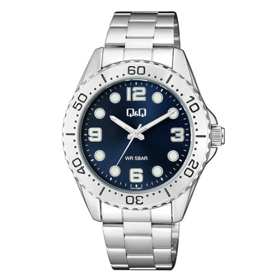 Q&Q Gents Silver Three Link Watch - John Ross Jewellers