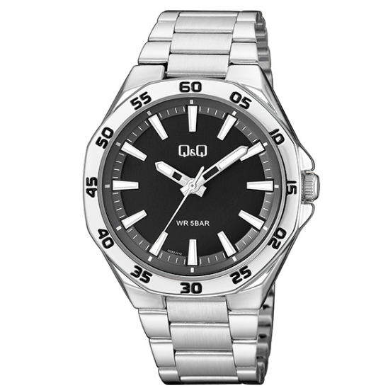 Q&Q Gents Silver Three Link Watch - John Ross Jewellers