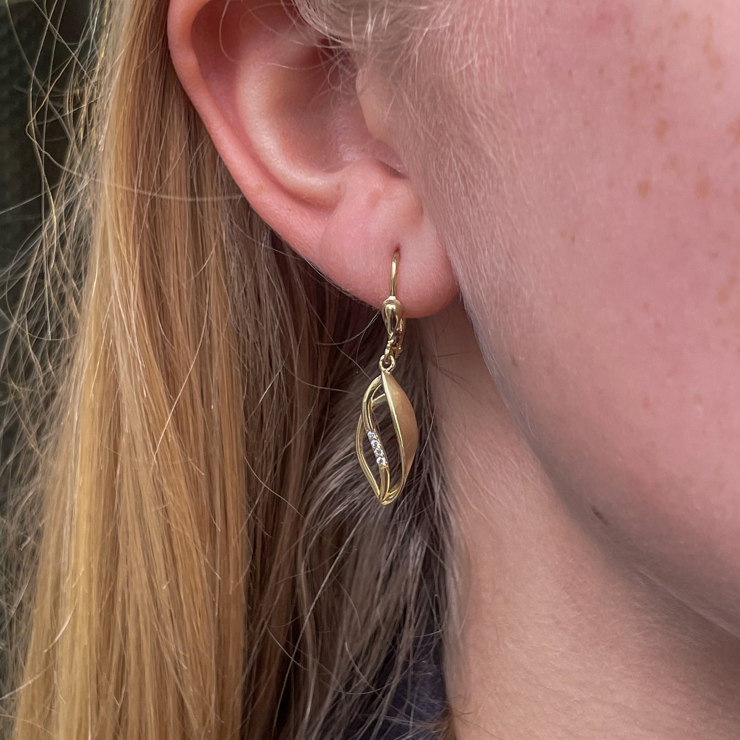 9ct Gold CZ Drop Earrings - German Wires - John Ross Jewellers