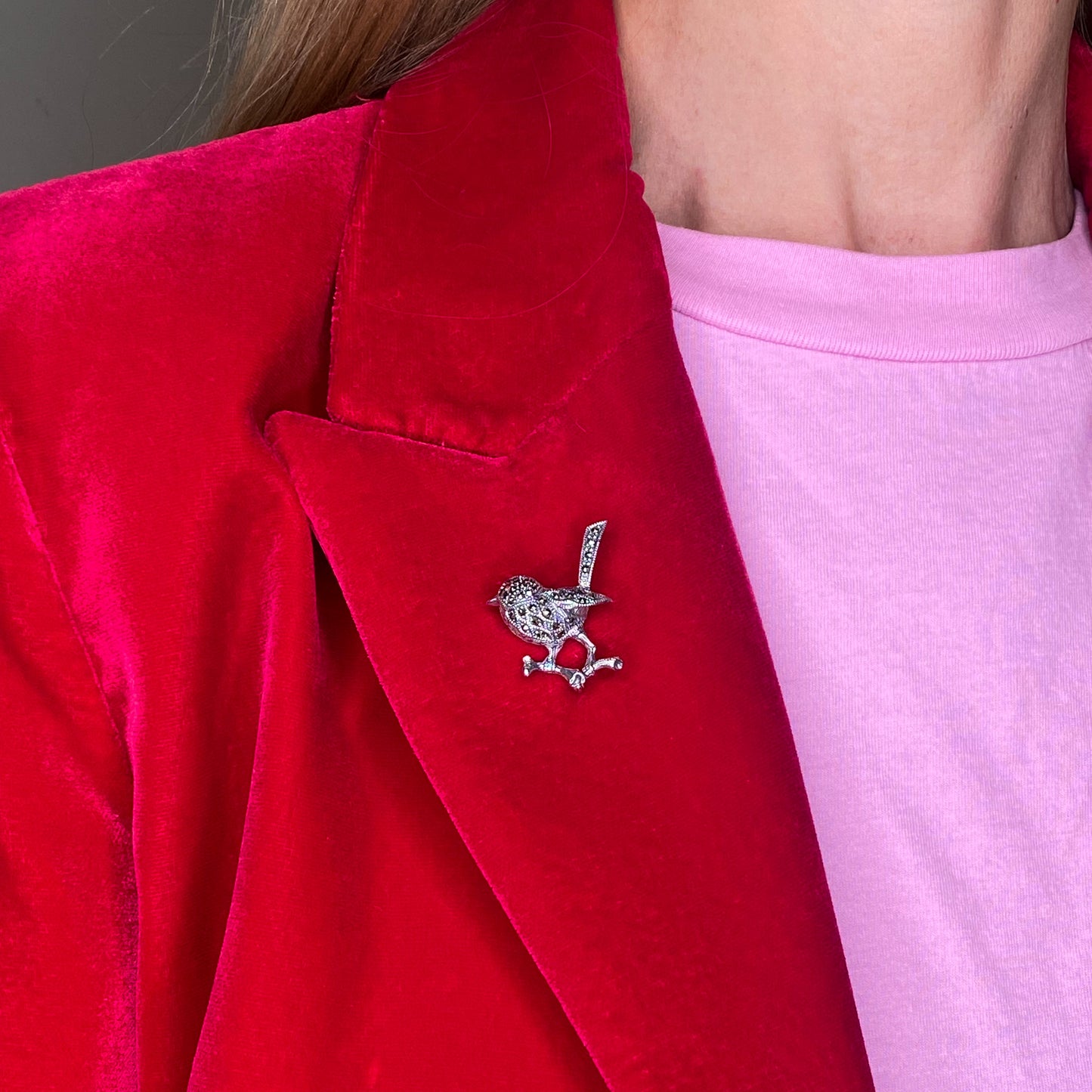 Silver Marcasite Little Robin Brooch - John Ross Jewellers