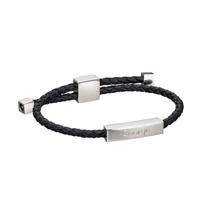 FRED BENNETT Black Leather Toggle Identity Bracelet - John Ross Jewellers