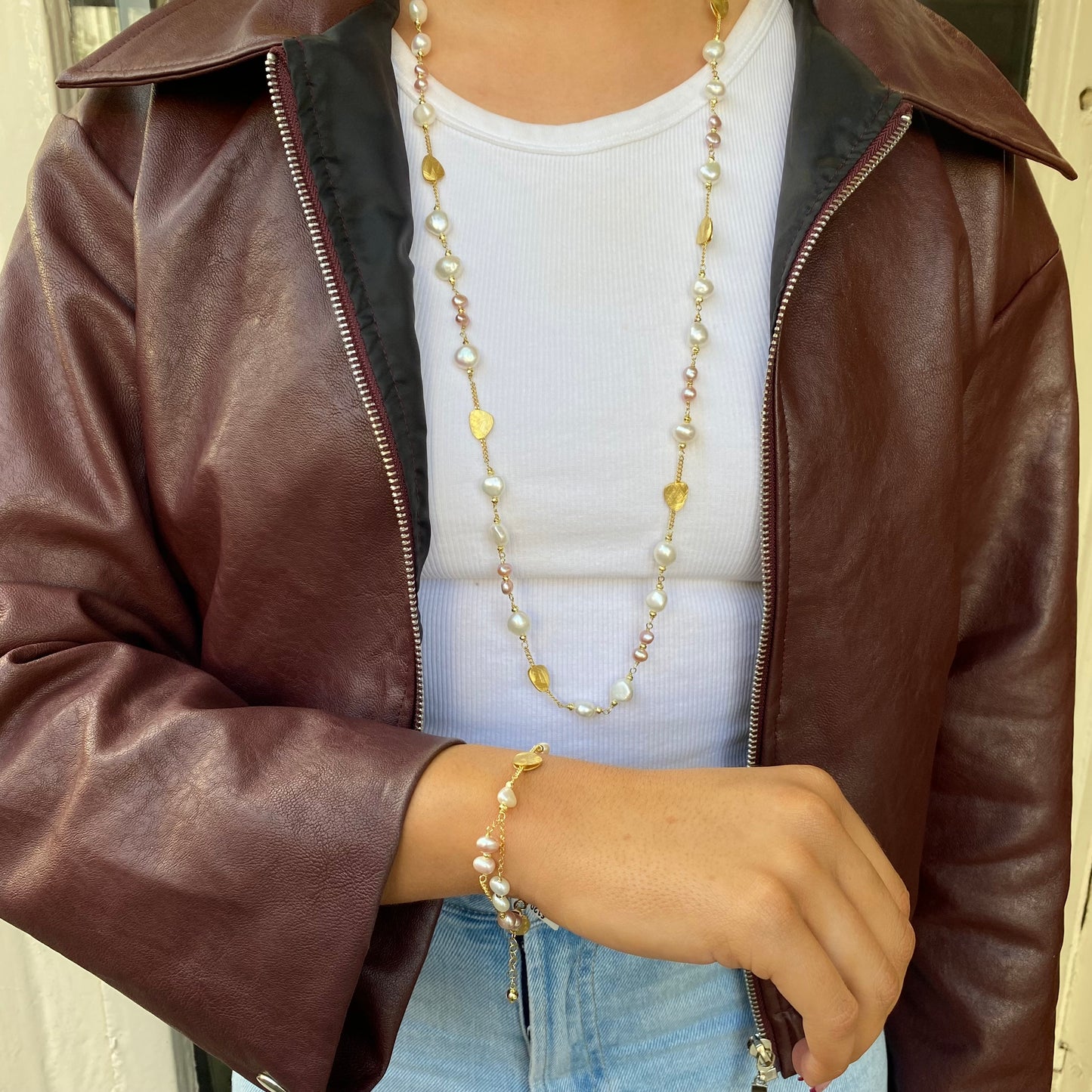 Baroque Bracelet | Marsia | Pink & White Freshwater Pearl - John Ross Jewellers