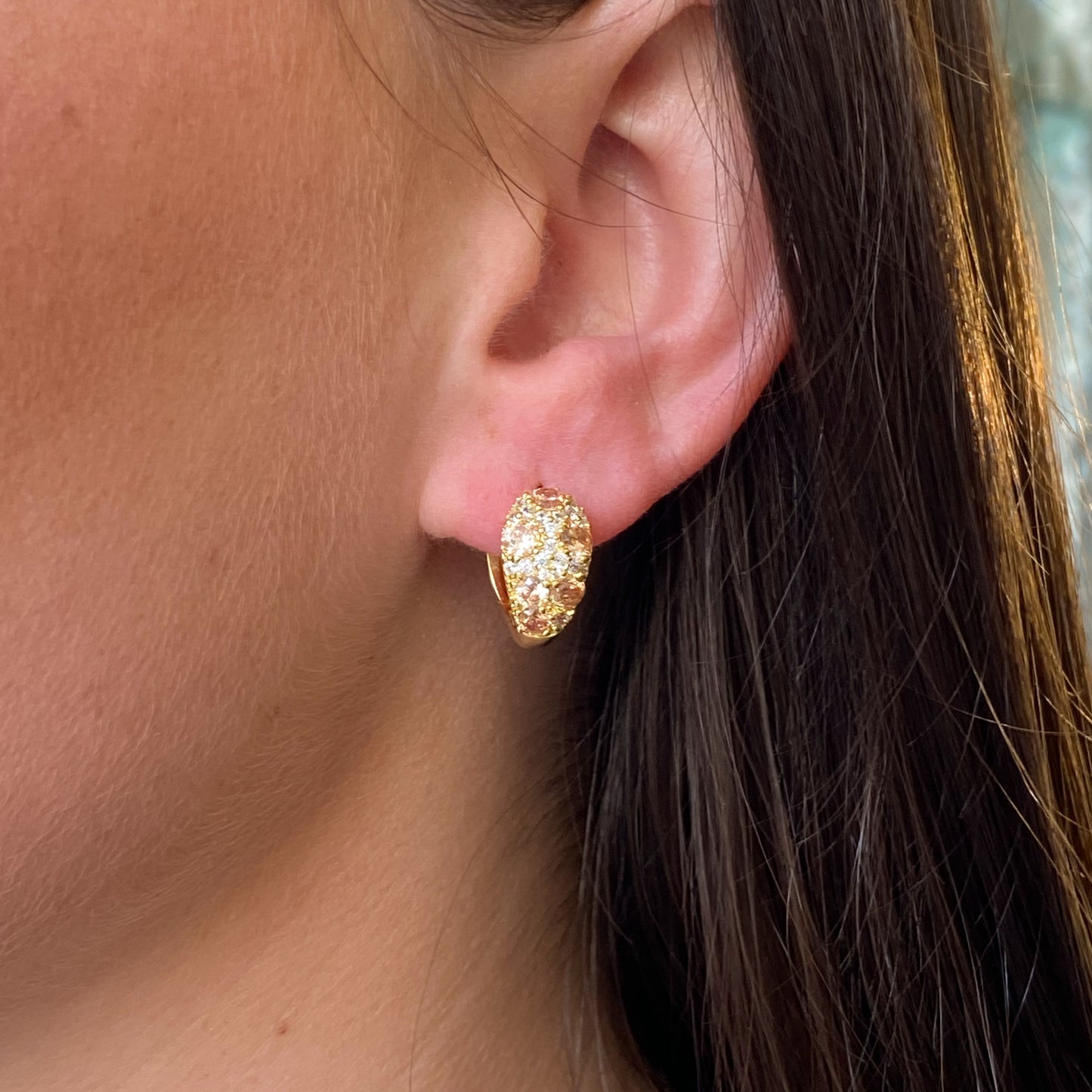 Sunshine Chunky Peach Melba CZ Hoop Earrings - John Ross Jewellers