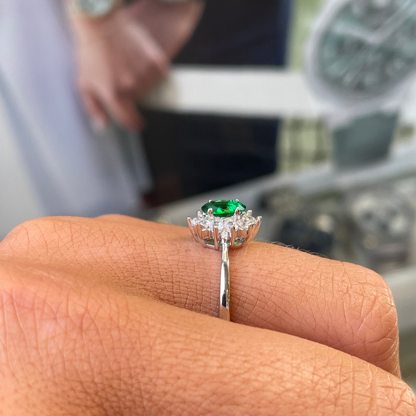 Silver Green CZ Diana Ring - John Ross Jewellers
