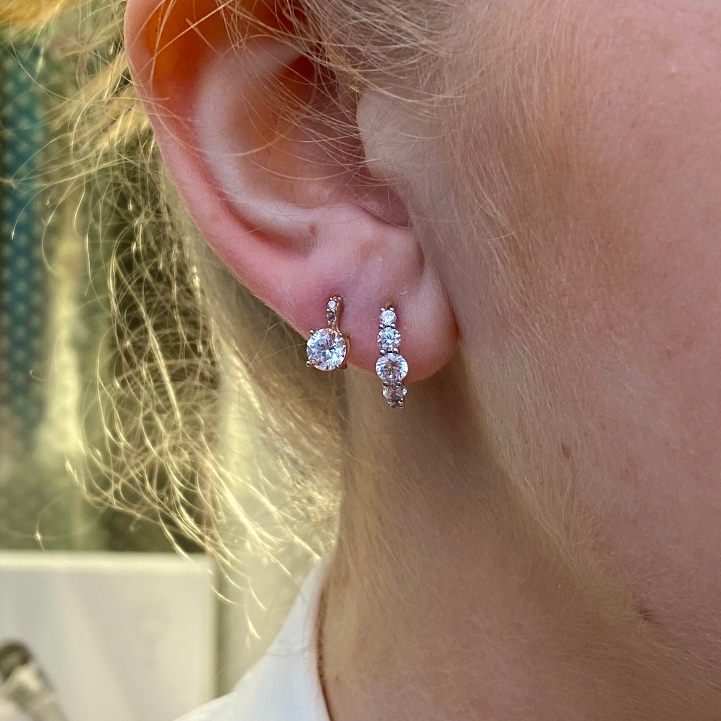 9ct Gold CZ Short Drop Earrings - John Ross Jewellers