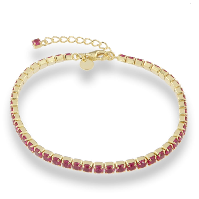 Sunshine CZ Tennis Bracelet | Red 3mm - John Ross Jewellers