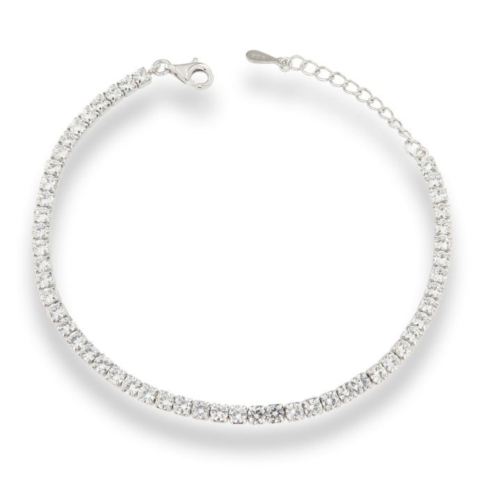 Silver CZ Tennis Bracelet | 3mm CZs 17.5cm - John Ross Jewellers