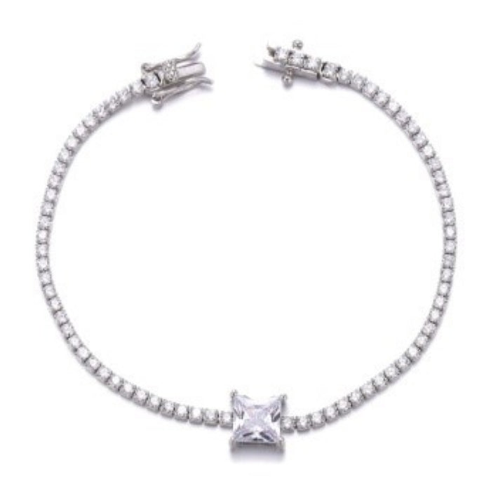Silver Princess CZ Centrepiece Tennis Bracelet | 17+3cm - John Ross Jewellers