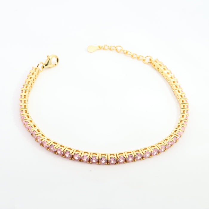 Sunshine Pink 3mm CZ Tennis Bracelet 17 + 2cm