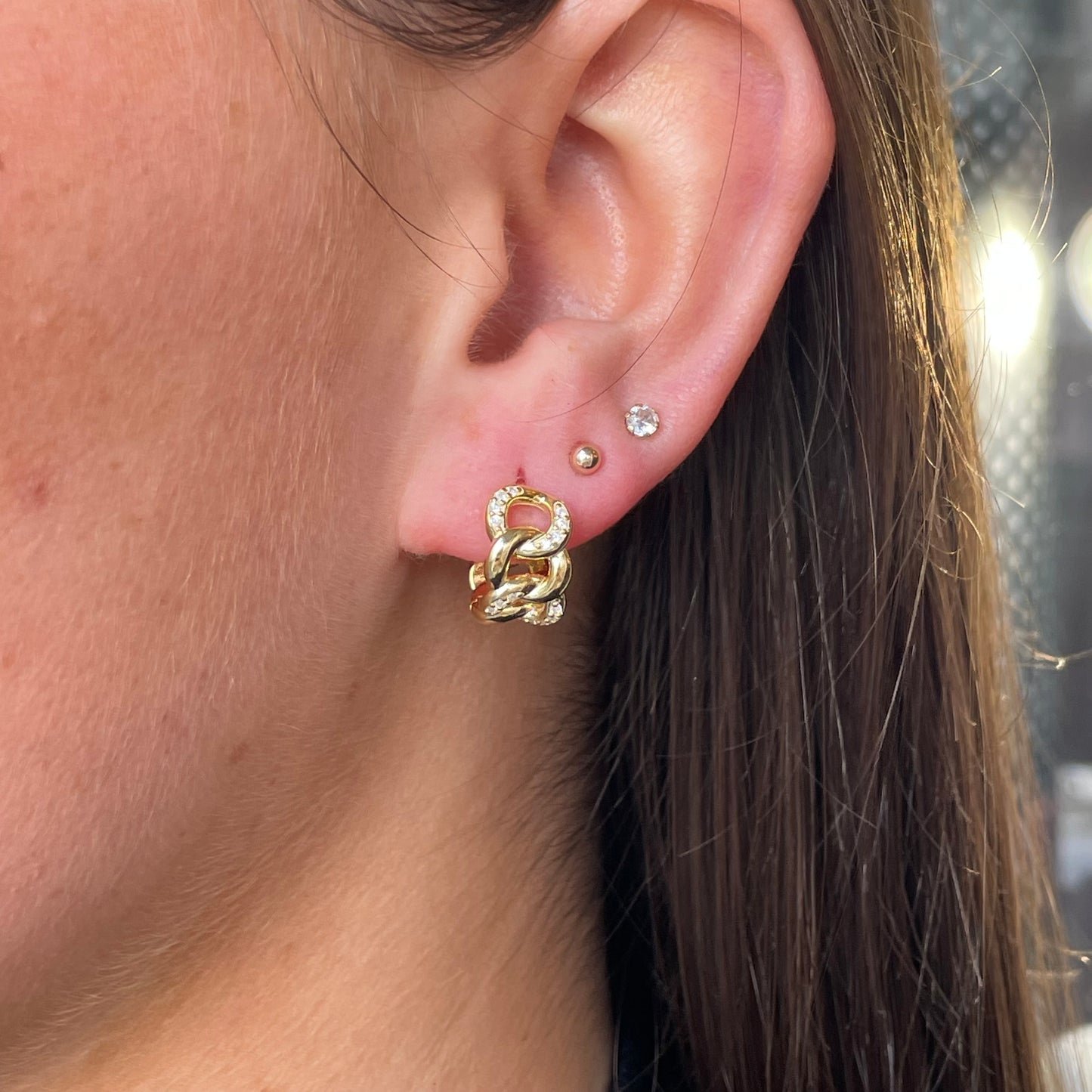 Sunshine Chunky Curb Link Huggie Hoop Earrings - John Ross Jewellers