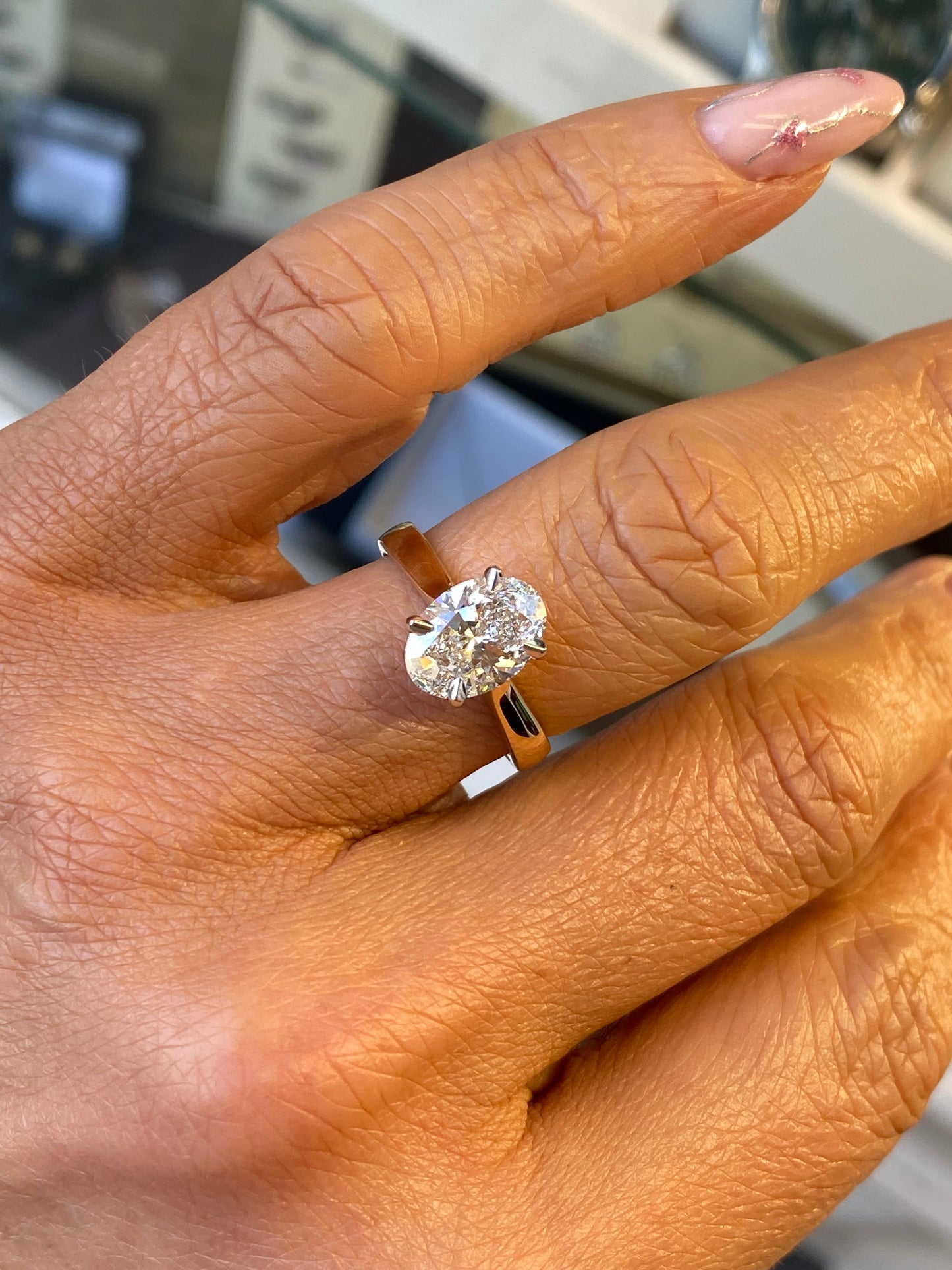 18ct Gold Oval Solitaire Engagement Ring | Lab 2.10ct Certificated - John Ross Jewellers