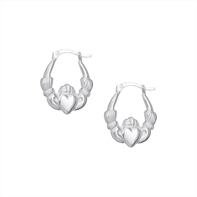 Silver Claddagh Hoop Earrings