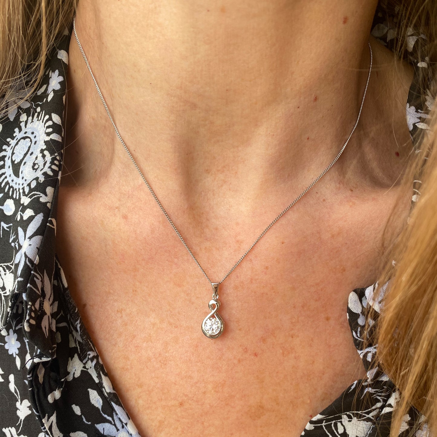 Silver CZ Infinity Necklace - John Ross Jewellers