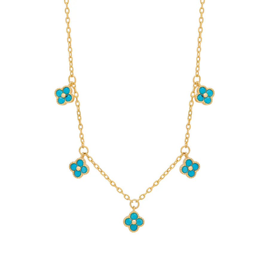 Sunshine Turquoise Quatrefoil Charm Necklace - John Ross Jewellers