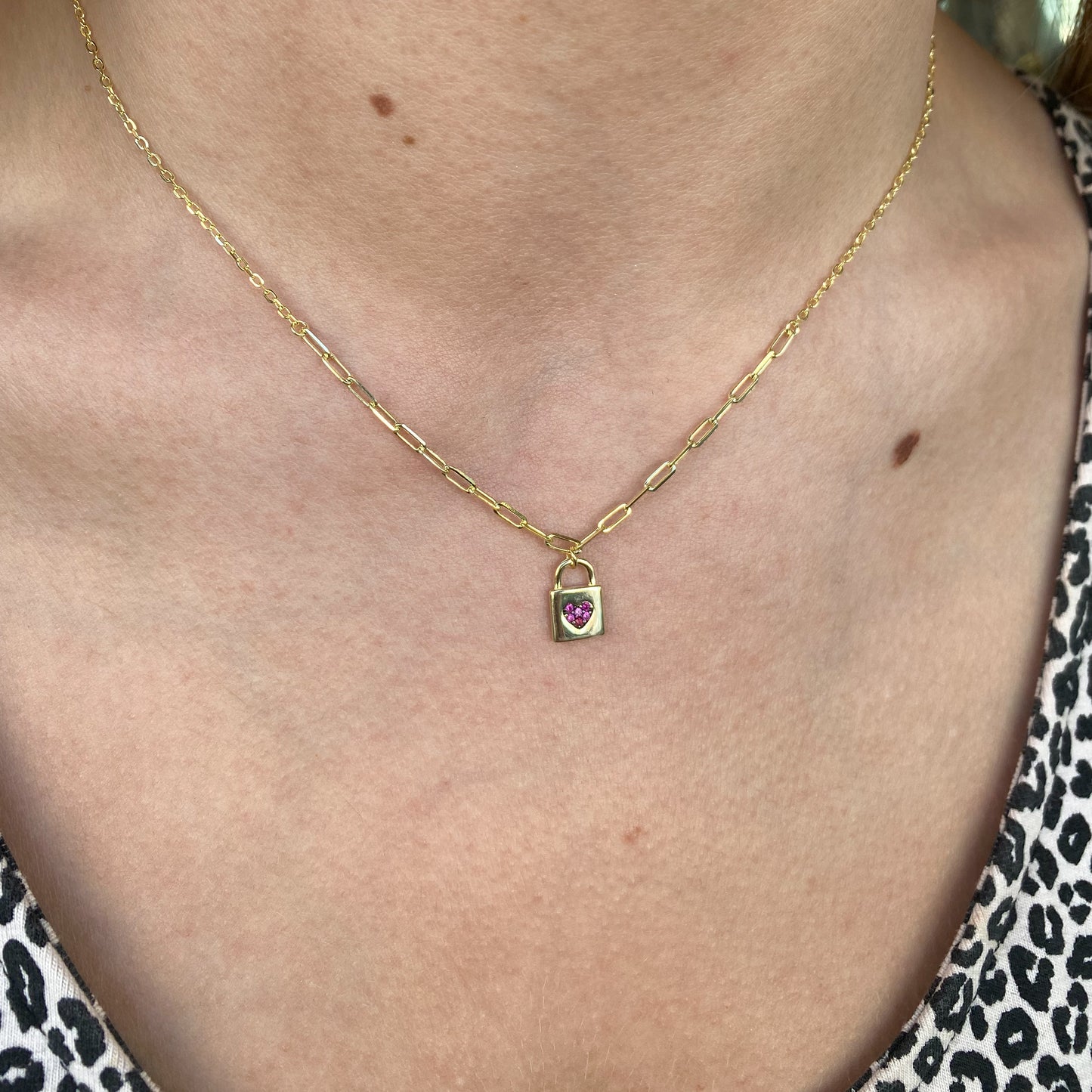 Sunshine Red CZ Padlock Necklace - John Ross Jewellers