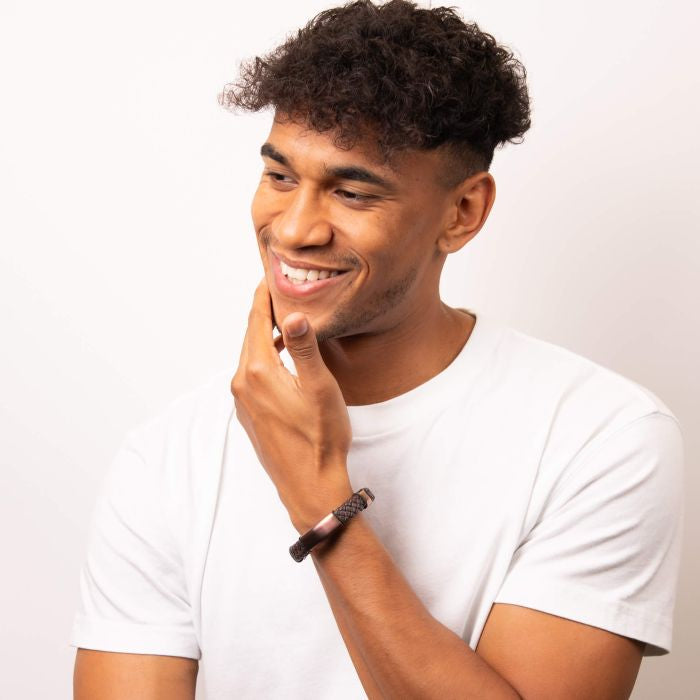 FRED BENNETT Dark Chocolate Leather Braided Bracelet - John Ross Jewellers