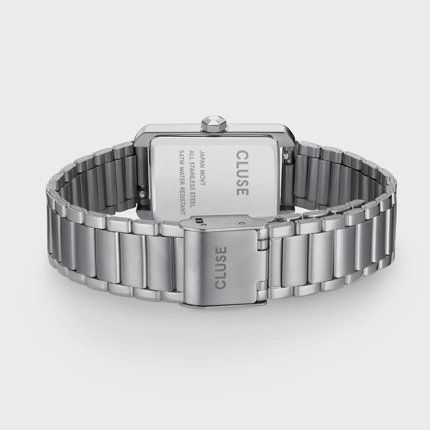 Silver CLUSE Belisenna watch with a round face and minimalist design, showing the back of the watch in the image.