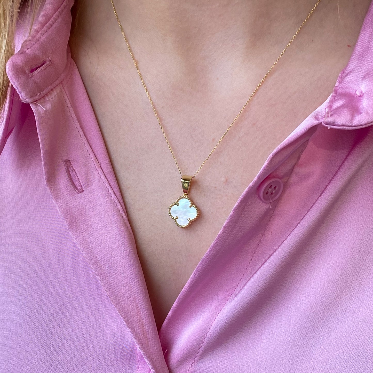 9ct Gold Alhambra Mother of Pearl Quatrefoil Necklace - John Ross Jewellers