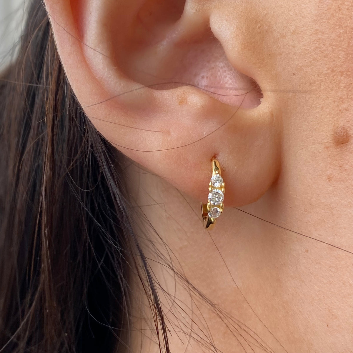 Sunshine Trilogy CZ Huggie Earrings